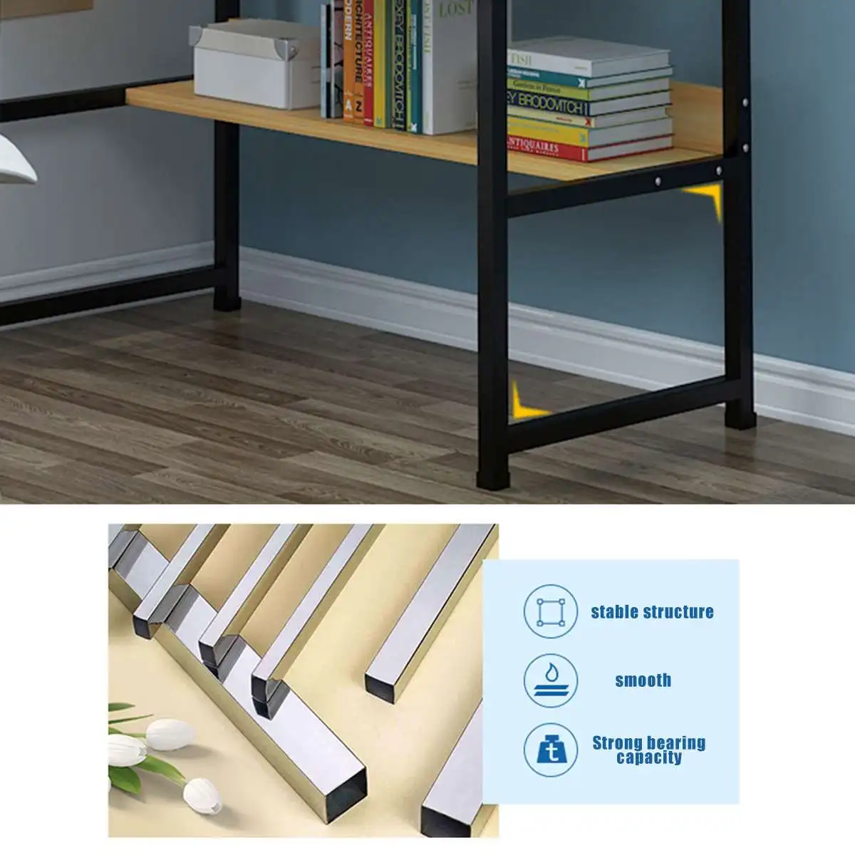 

100/120CM Multi Layer Modern Manmade Board Steel Frame Office Computer Table Household Economical Large Desktop Study Desk