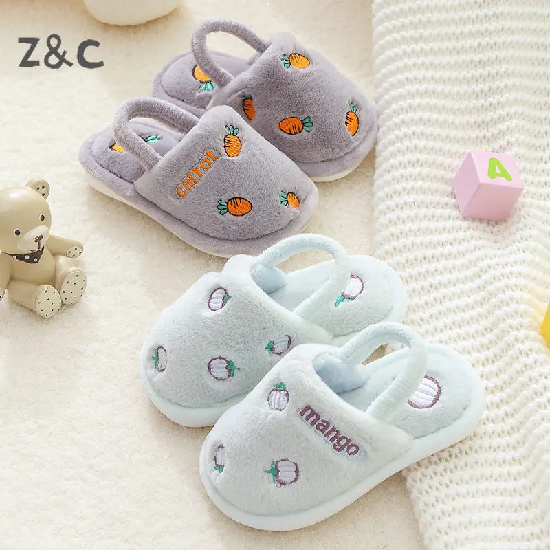 

Children's Cotton Slippers Kid's Keep Warm Winter Indoor Home Non-skid Girl's Cute Cartoon Baby's New Shoes Funny Sandals 2021