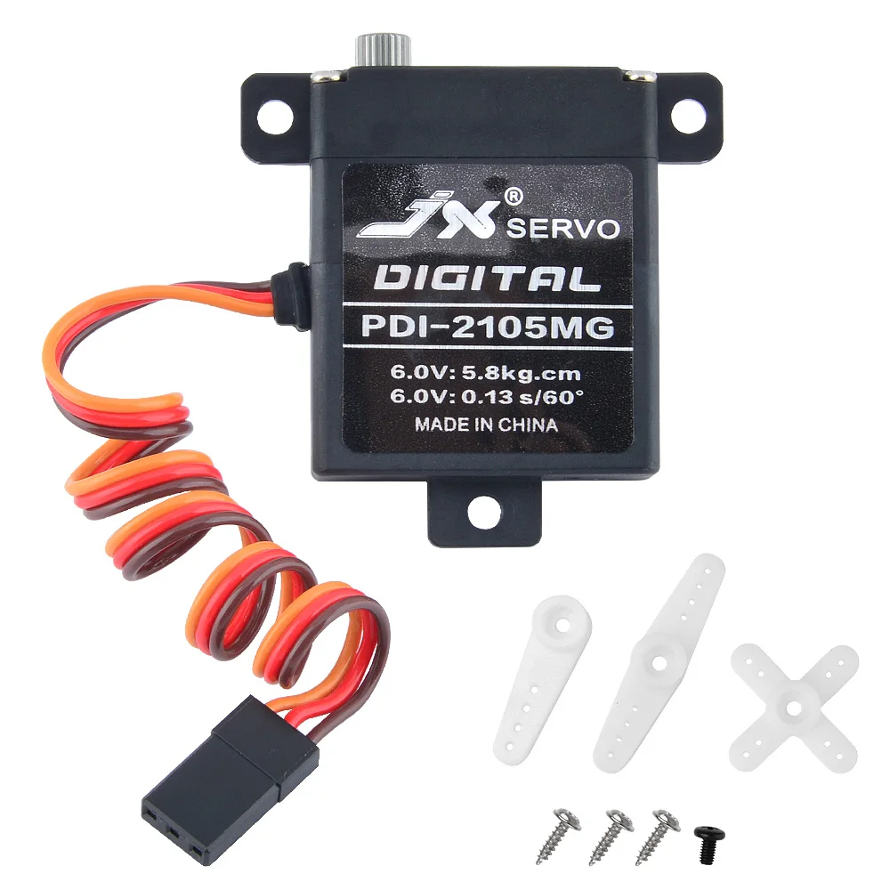 JX PDI-2105MG металлический Шестерни 4,8 V-6V 5,8 Кг высокий крутящий момент Стандартный большой с большим крутящимся моментом для RC самолет с неподвижным крылом самолета Запчасти аксессуары