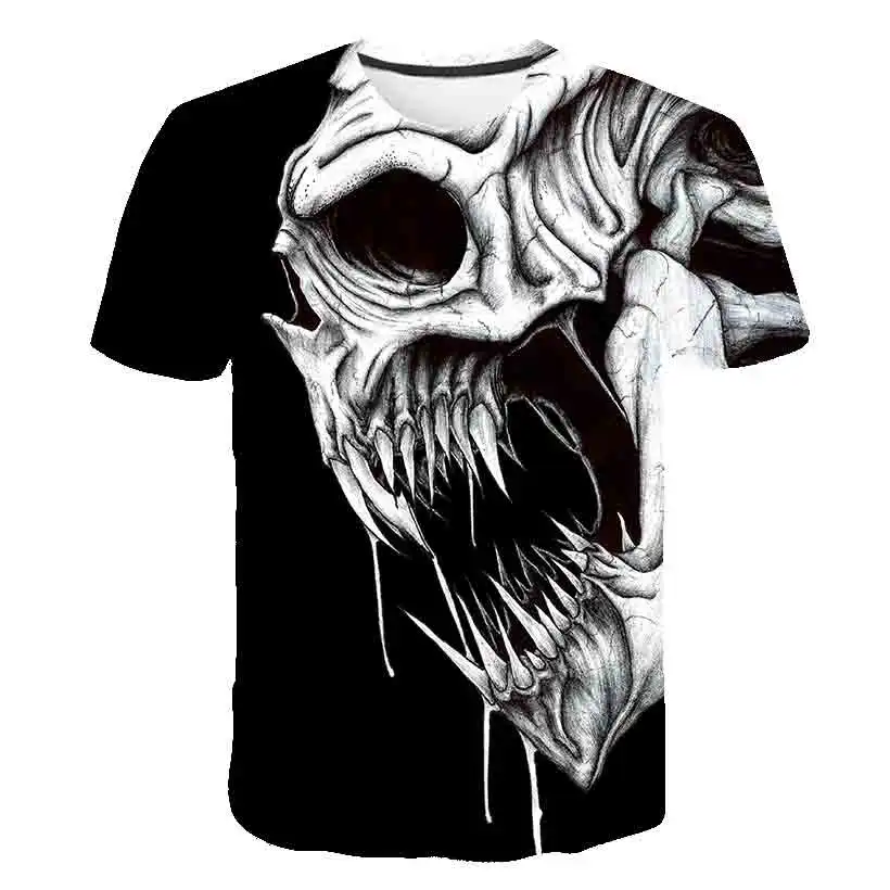 

Summer 2021 New Round Neck 3D Printing T-shirt O-neck Men's And Women's T-shirt Punk Style Top T-shirt Skull T-shirt Asia Xxs-6x