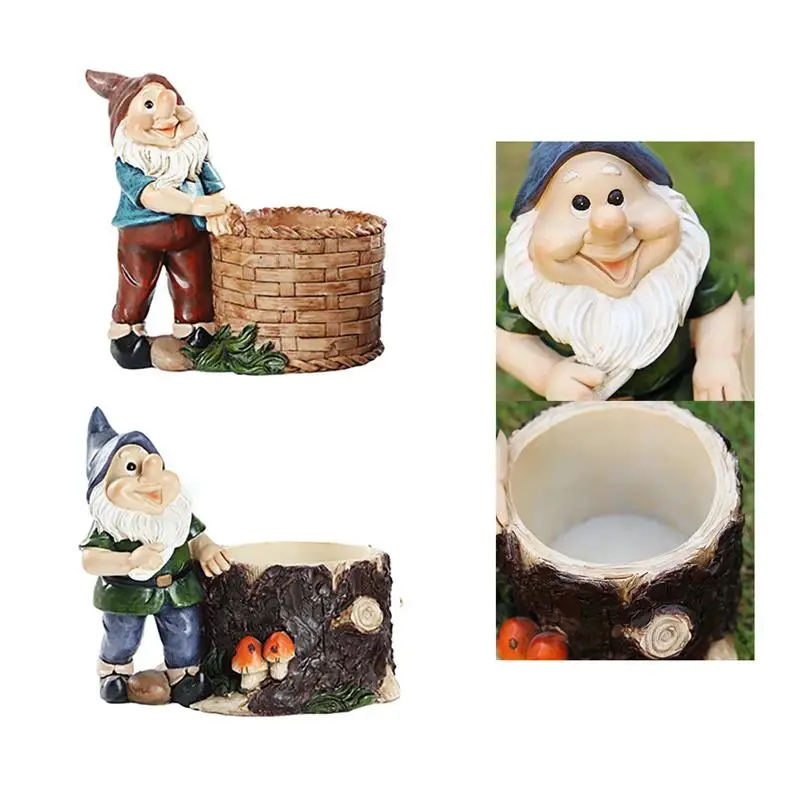 

Home Garden Decor Ornament Resin Dwarf Figurine Creative Flower Pot Ornaments Lovely Garden Landscape Sculpture