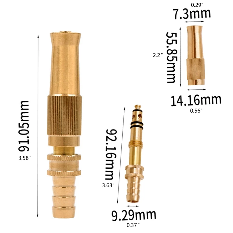 

Adjustable Spray Hose Nozzle High Pressure Straight Copper Spray Nozzle for Car Wash Watering Flower Sprinkler Irrigation System