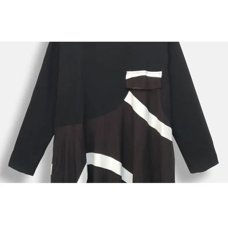 XITAO элегантное Полосатое платье средней длины в стиле пэчворк с круглым вырезом и