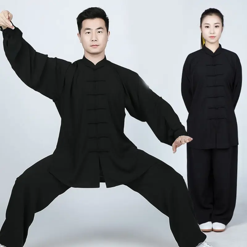 

Traditional Tai Chi Uniform Faux Linen Long Sleeve Martial Arts Kung Fu Clothing