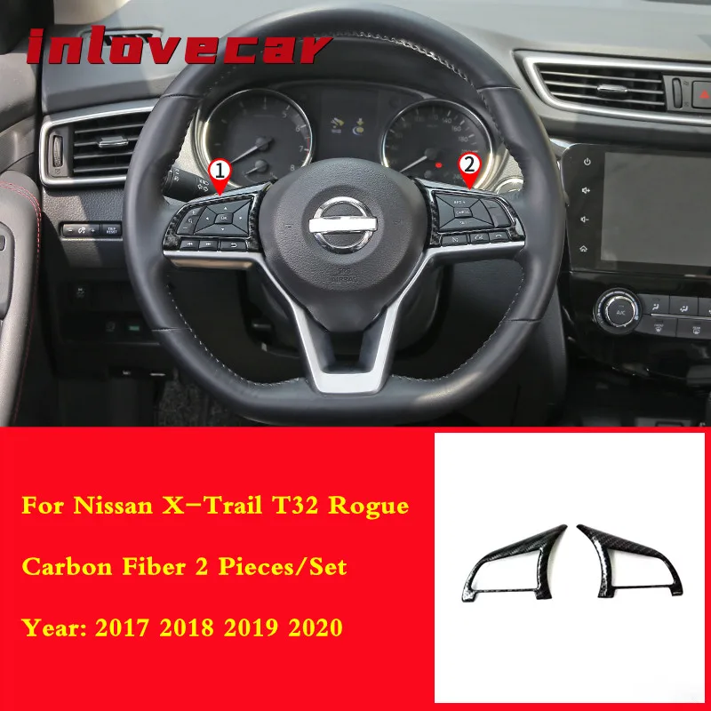 

For Nissan Qashqai J11 Dualis 2 X-trail Xtrail T32 2017-2021 Steering Wheel Panel Cover Frame Trim carbon fiber Car Accessories