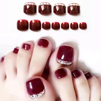women rhinestones crystal full cover bridal diy nail art fake nail fake toenails false toe nails