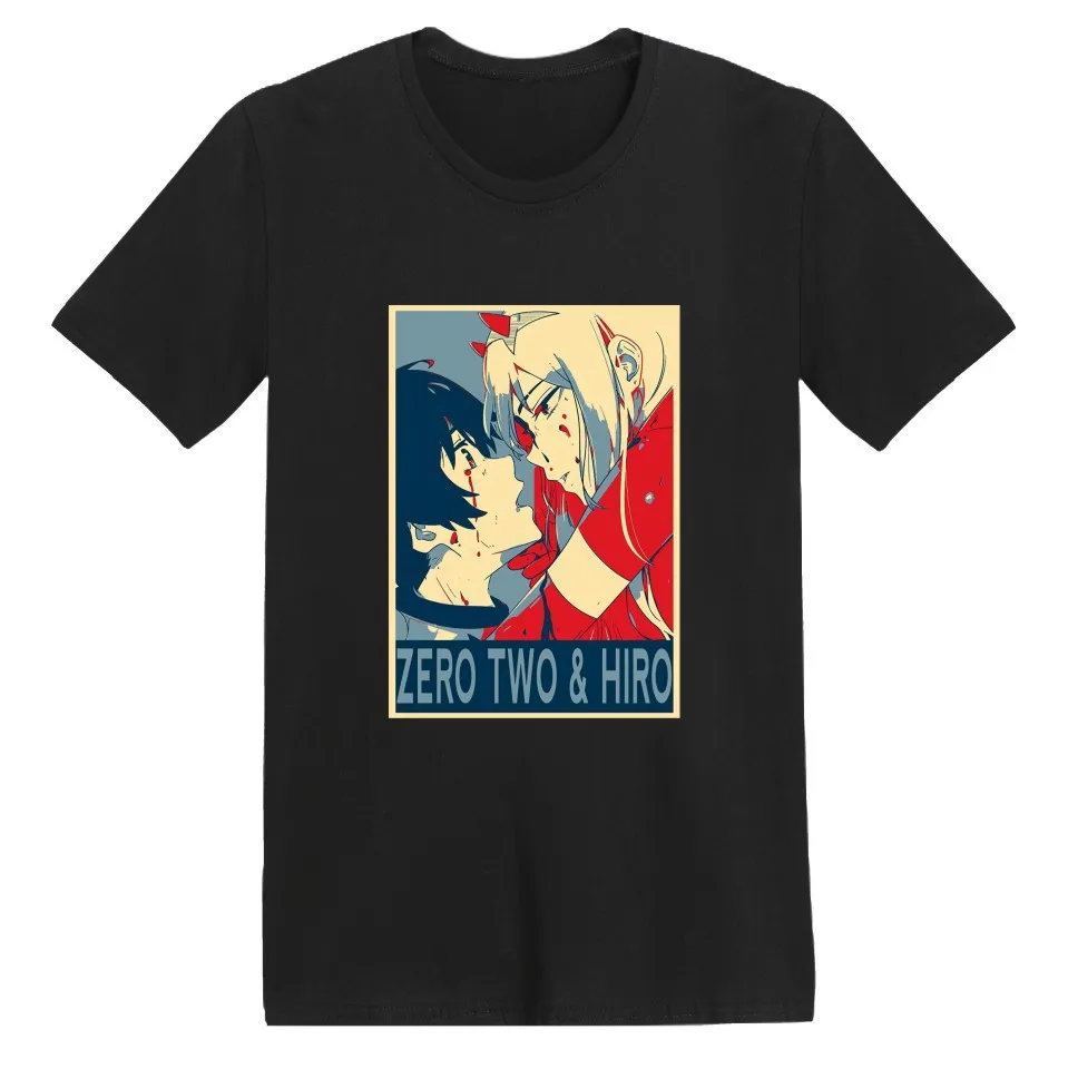 

Anime Darling In The Franxx T Shirt Women Men Cosplay Costumes Zero TWO HIRO 100% Cotton Short Sleeve Hip Hop T-Shirt Homme