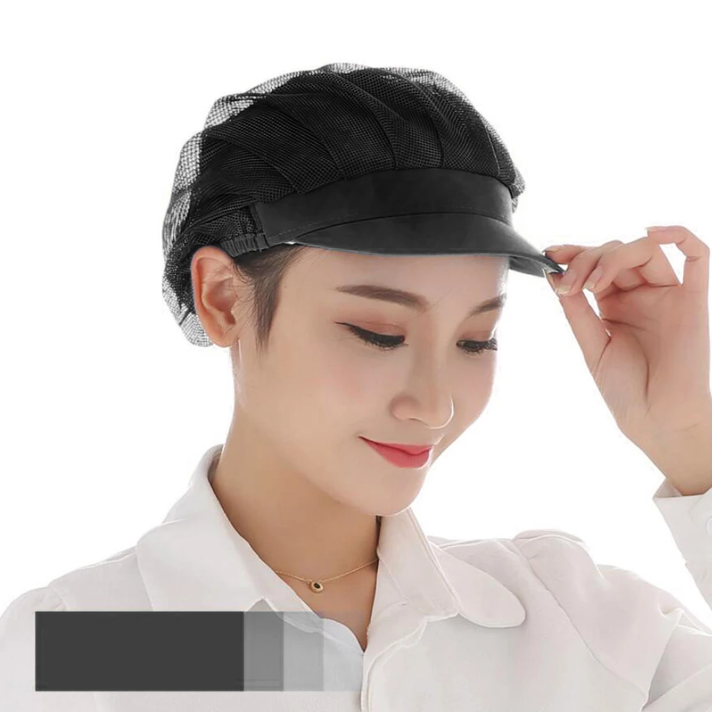 

2 Pcs Chef Hats Waiter Mesh Caps Restaurant Kitchen Workshop Hair Breathable Adjustable Skullies Black