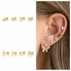 Серьги-гвоздики женские из серебра 925 пробы с Луной и звездами, 4 шт.компл.