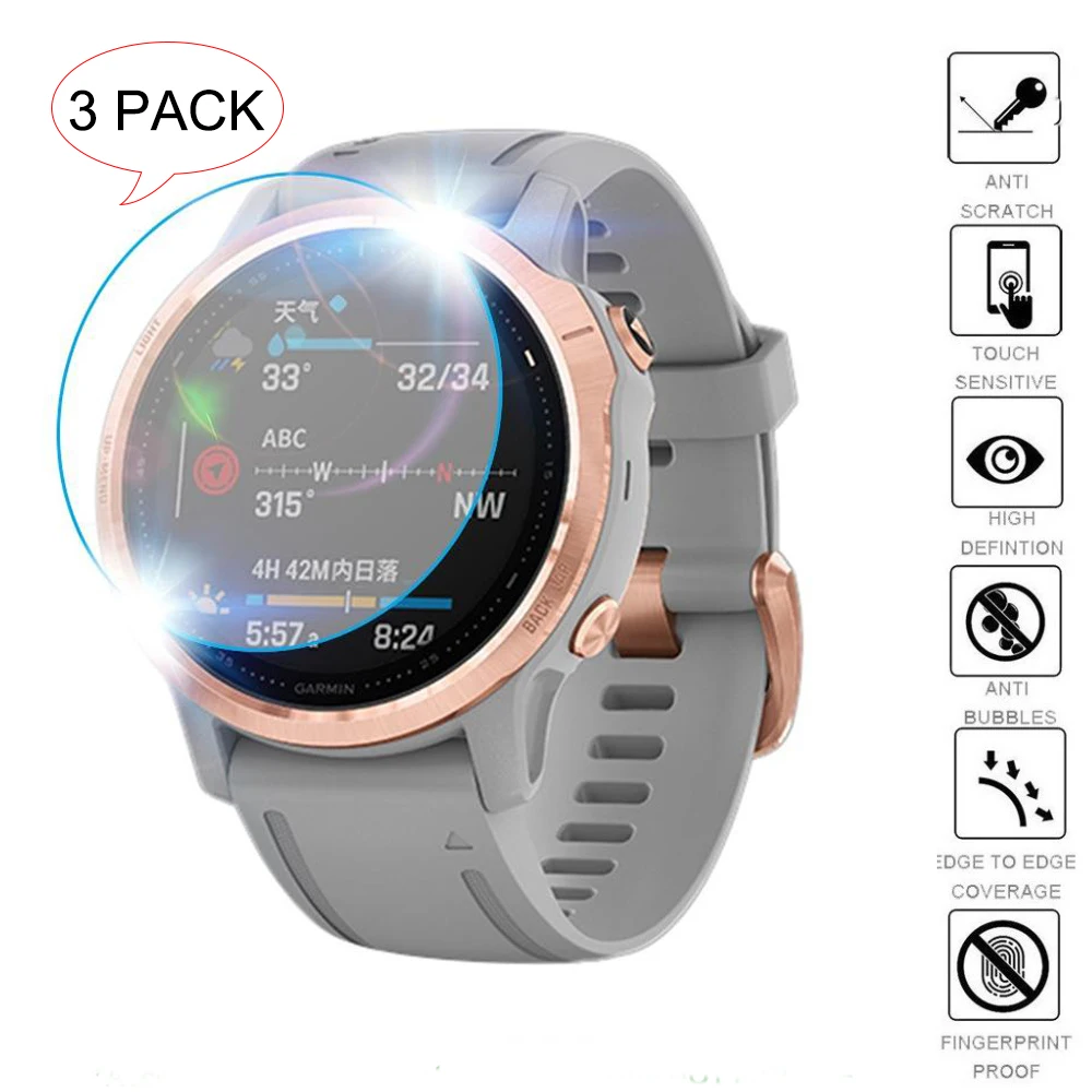 3 шт. закаленное стекло для Garmin Fenix 5 5s Plus 6S 6X 6 Pro Ультра прозрачная Пленка