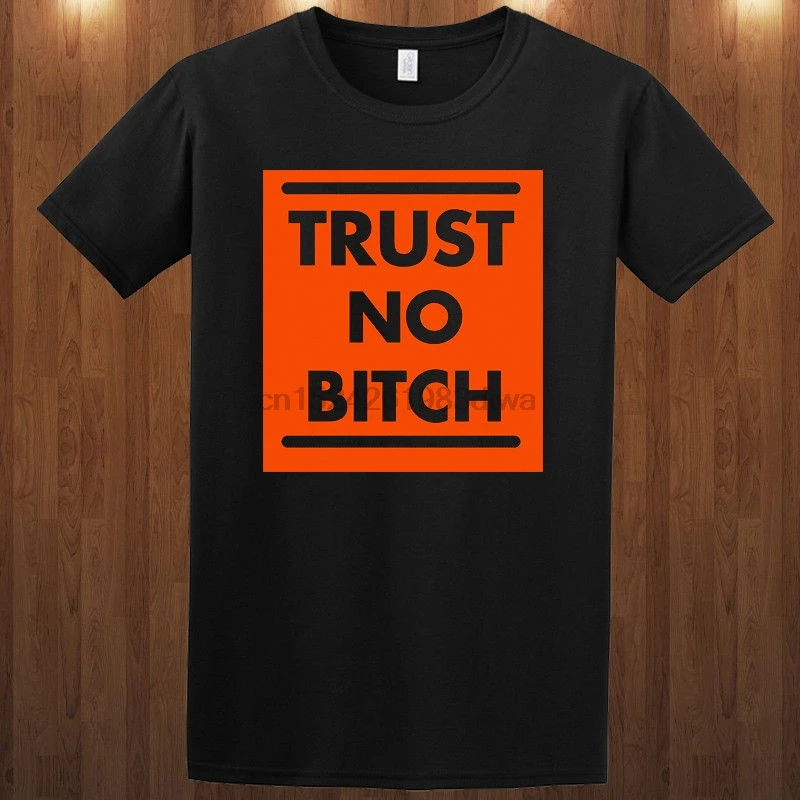 Футболка с надписью Trust No Bitch оранжевая Новая Черная S M L XL 2XL 3XL | Мужская одежда