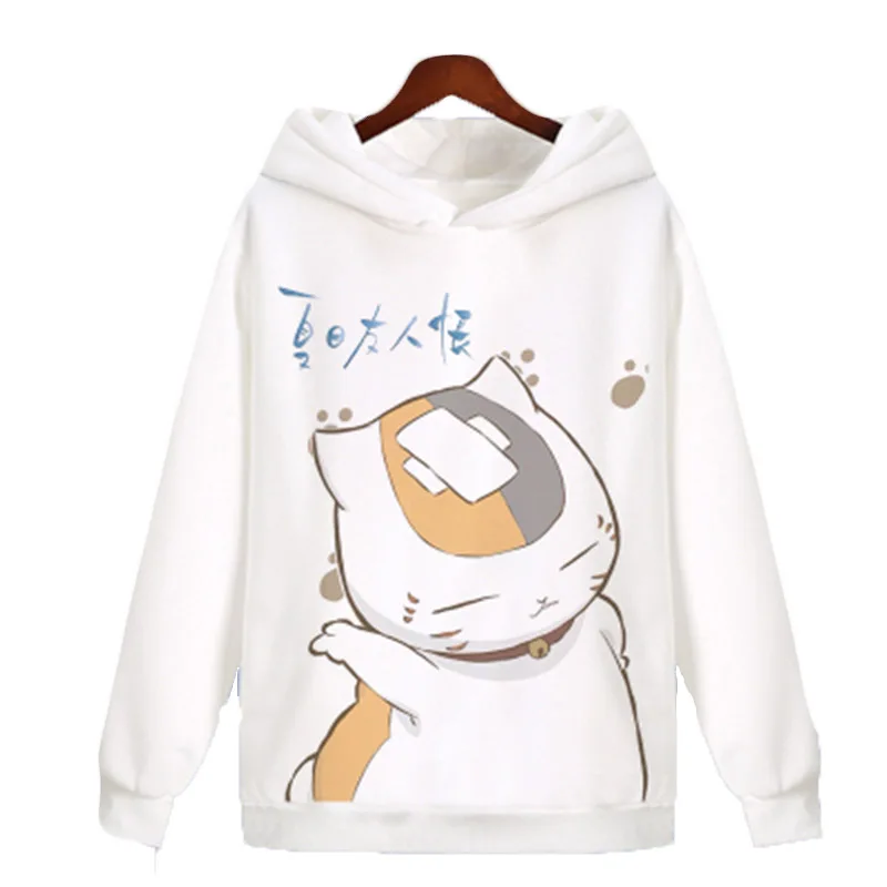

Thin Sweater Cosplay Xia Mu You Ren Zhang Role Madara Cat Teacher Color Printing Unisex Sport Coat White Hooded Casual Hoodie