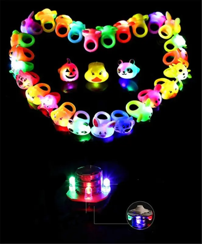 

Birthday Party Favors for Kids Prizes Flashing 12 Pack LED Jelly Light Up Rings 124D
