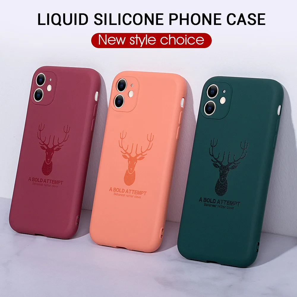 Жидкий силиконовый чехол с оленем для iPhone 11 Pro Max телефона X XS XR 7 8 Plus Новый Модный