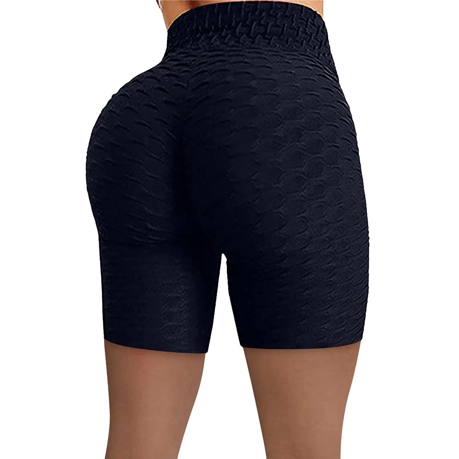 Hot sale high elastic breathable peach hip jacquard bubble hip yoga pants ladies sports stretch shorts