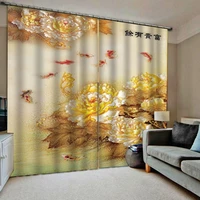 golden curtains flower fish curtain luxury blackout 3d window curtains for living room blackout curtain