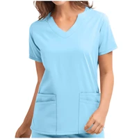 skin manager work clothes spa uniform scrub women solid large short sleeve nurses healthcare tunic therapist workwear a50