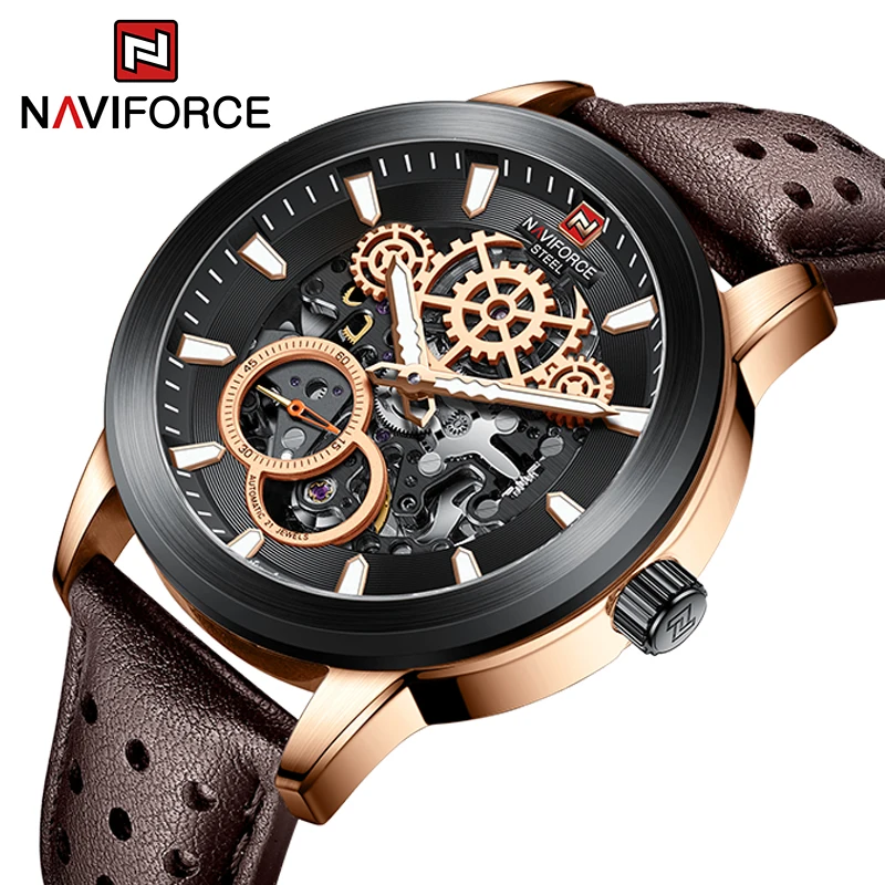 

Часы NAVIFORCE Мужские механические, роскошные модные автоматические водонепроницаемые спортивные с секундомером