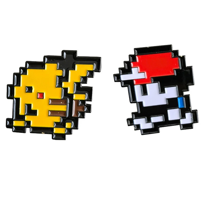 

LB2255 2pcs/set Pixel 8 Bit Cute Enamel Pins and Brooches for Women Fashion Lapel Pin Backpack Bags Badges Gifts