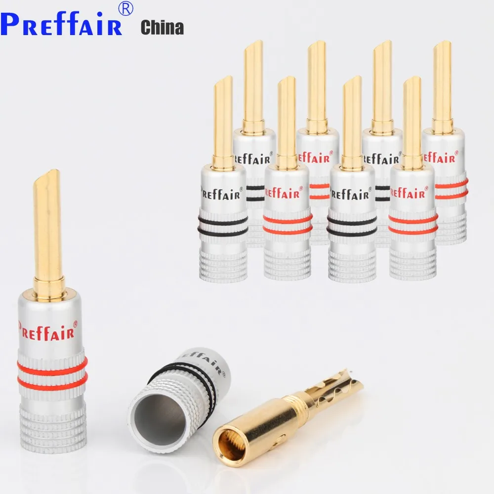 

100PCS Preffair BA1466 HIFI Banana Plug 24K Gold Plated 4mm Banana Connector Male Speaker Plug for Audio PA CD Plug