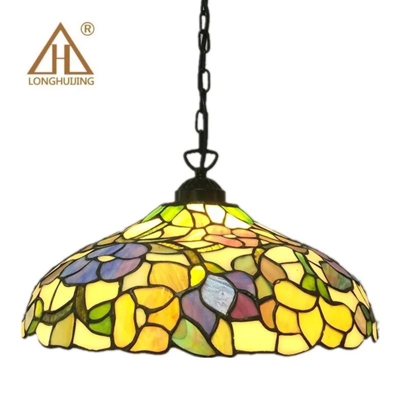

Витражный Стеклянный Подвесной Светильник Тиффани-барокко подвесные светильники для дома, гостиной, столовой цепи подвесные светильники ...