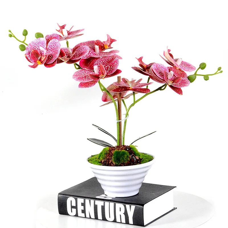 5 silk orchid bonsai artificial flower orchid latex Phalaenopsis home decor Wedding Feel silk orchidea silicon Decoration images - 6