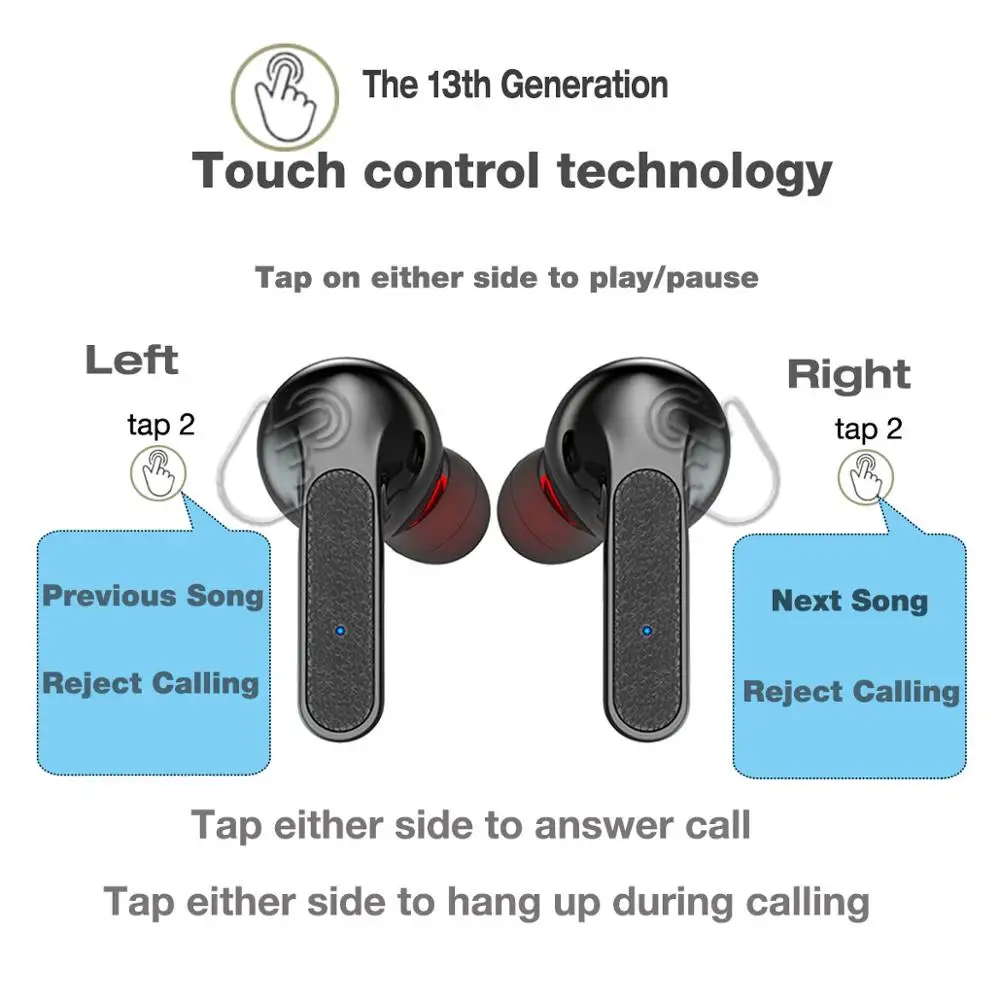 Bluetooth наушники беспроводные tws гарнитура в ухо наушник сенсорное управление
