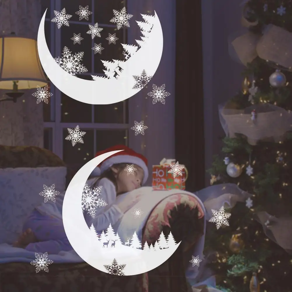 Настенные наклейки для окна стекло аппликация Рождество снег роспись искусство