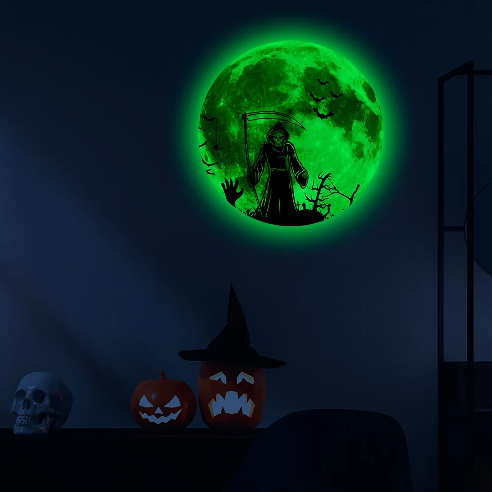 

Halloween Fluorescent Stickers Kids Room Halloween Luminous Crow Wall Decals Bedroom Ceiling Decor Halloween Party Decoration