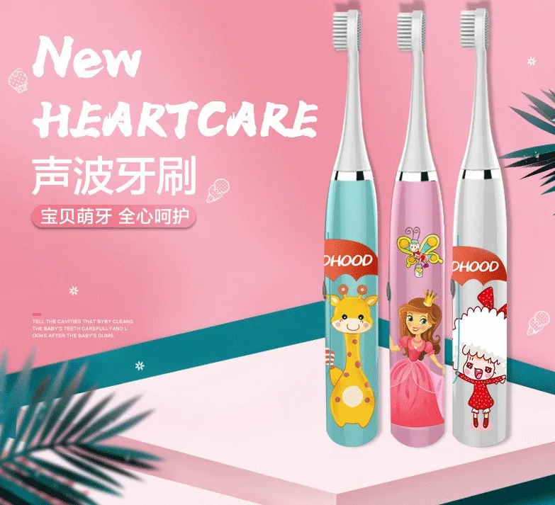Professional Electric Toothbrush Cartoon Pattern Waterproof Tooth Brush Oral Cleaning for Kids battery powered |