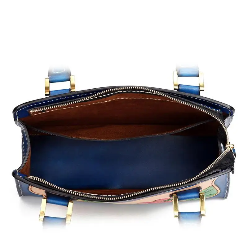 

Bestform Genuine Leather Carving Lotus Luxury Handbags Women Bags Designer 2021 New Retro Totes National Style Cowhide Handbag