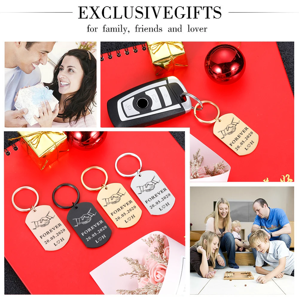 

Friend Brothers Keychain Personalized Date Name Letters for Brothers Man Partner BBF Forever Key Chain Anniversary Gift