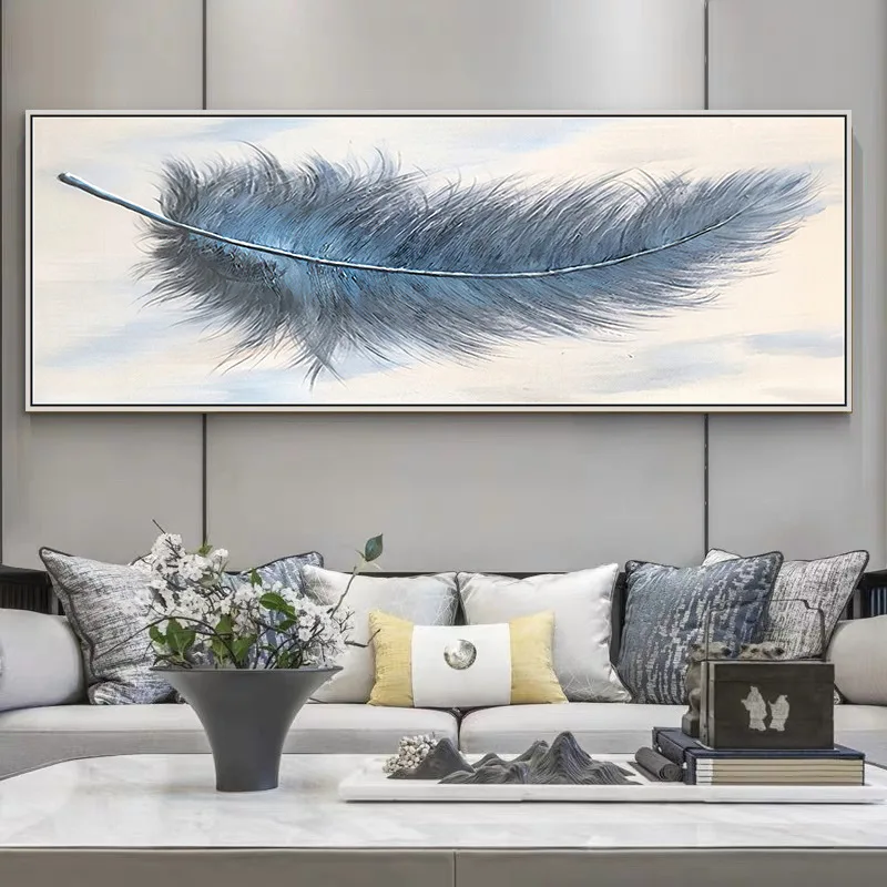 

Nordic Golden Feather Painting Modern Abstract Canvas Painting Wall Pictures for Living Room Big Size Poster and Print No Frame