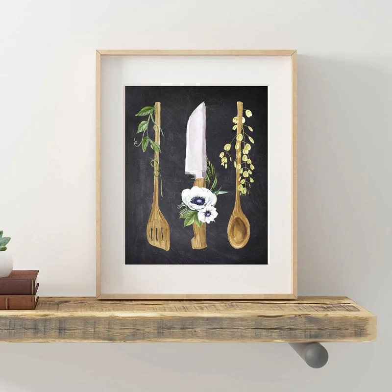 Картина на холсте кухонная меловая вывеска плакаты печать акварельные