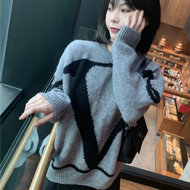 Autumn winter fashion casual women sweater 2020 new cashmere thick loose letter round neck pullover knitted BF59 | Женская одежда