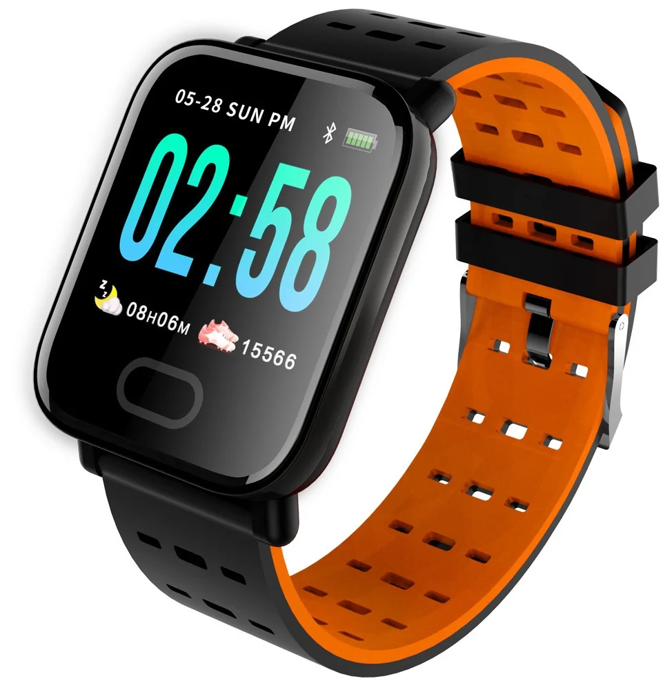 orange BINSSAW A6 Smart Watch with Heart Rate Monitor Fitness Tracker Blood Pressure Smartwatch Waterproof For Android IOS PK Q8 V6 S9 - Цвет: orange
