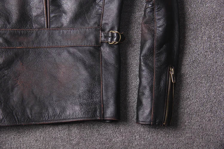 

Men 2021 Vintage Slim Fit Biker's Jacket Plus Size XXXL Genuine Cowhide Spring Russian Short Leather Coat FREE SHIPPING