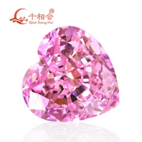 pink color heart shape brilliant crushed ice cut cubic zirconia loose stone cz stone