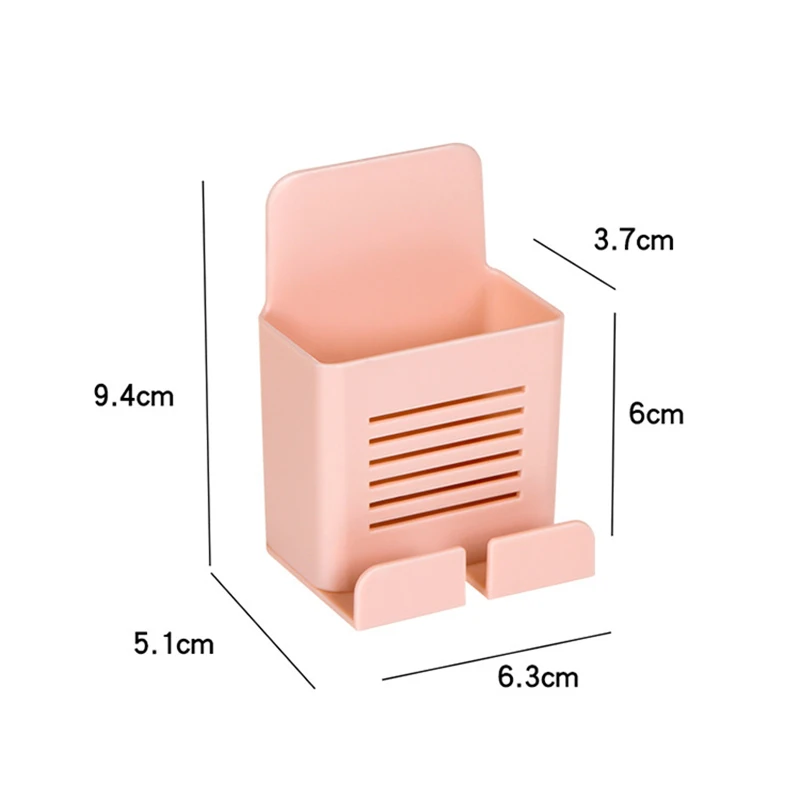 

1PC Remote Control Storage Box Dual-function Wall-mounted Phone Charging Stand Punch-free Rack With Single Compartment Household