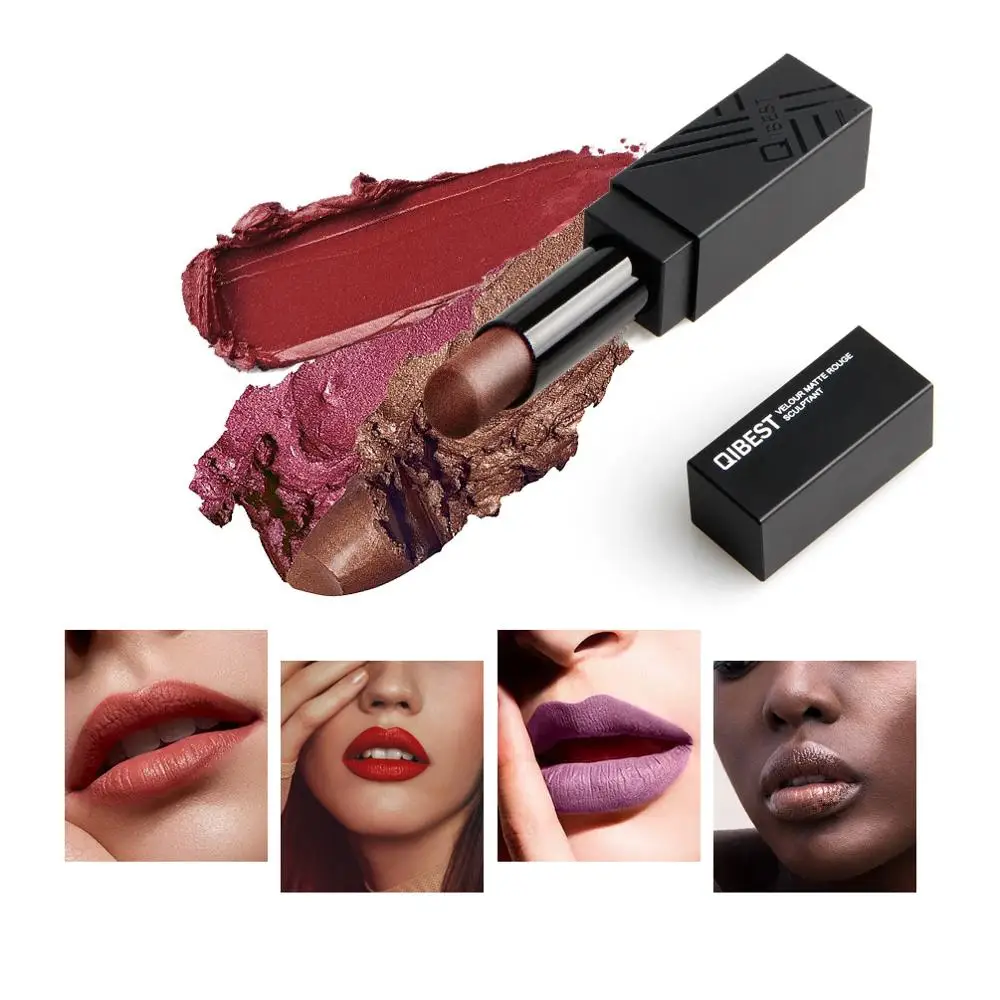 QIBESST 34 Цвета роскошная черная трубка матовая губная помада увлажняющая шелковая