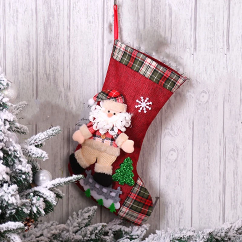 

4PCS Gifts Bag Christmas Stocking Noel Christmas Decorations for Home Navidad Socks Xmas Tree Decoration Natal Decor