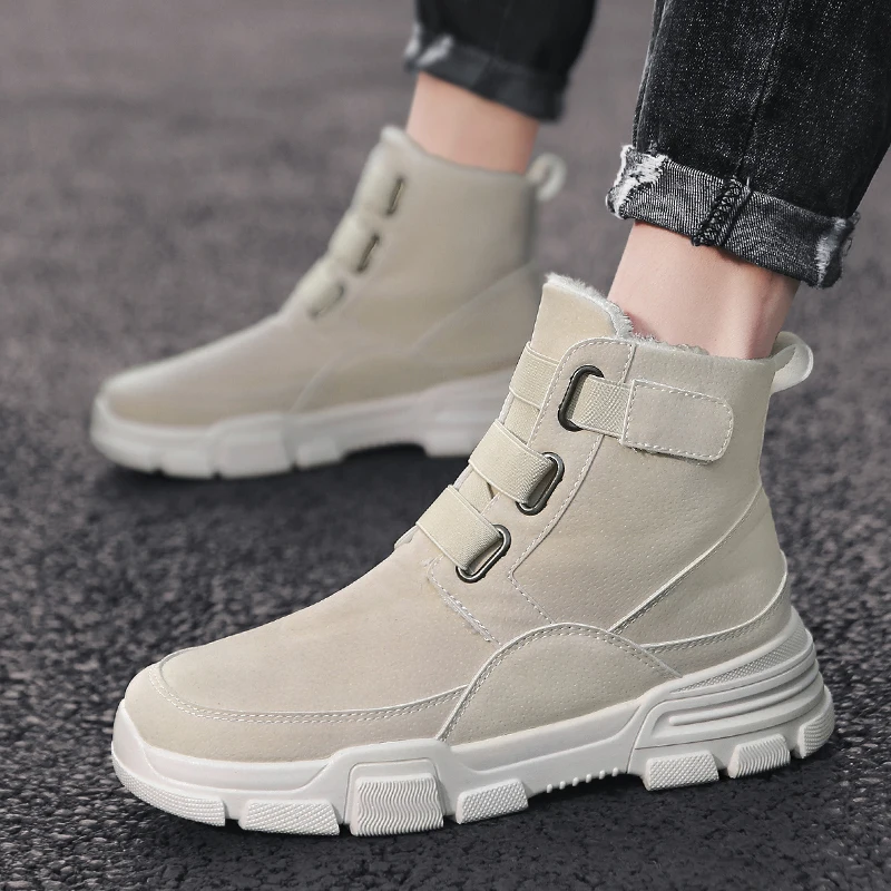 Модные фирменные дизайнерские мужские ботинки бархатная теплая зимняя обувь из