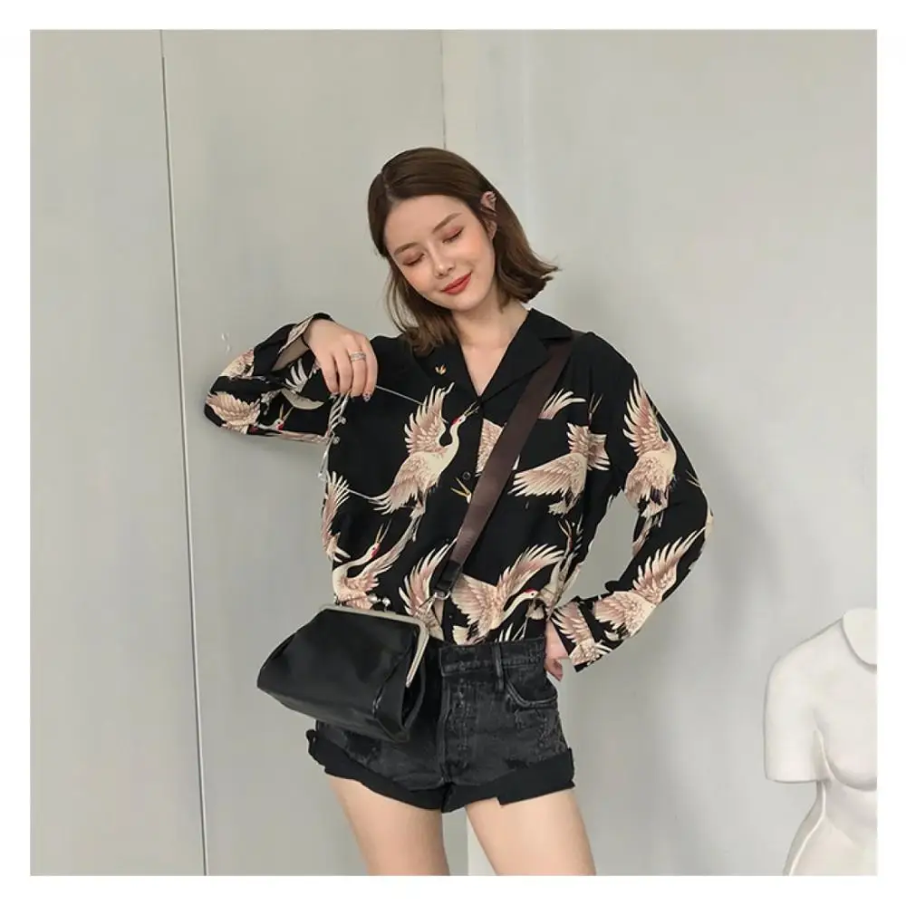 Vintage Printed Fashion Women Blouses 2020 Women Long Sleeve Shirts Print Chiffon Blouse women ladies Loose Femme Tops