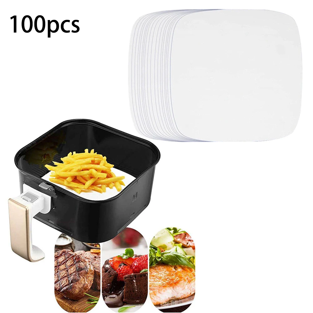 

100 pieces air fryer non-stick baking oil paper steamer paper white square 8.5 inches 22CM Non-stick Replacement Set