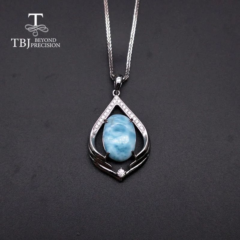 white color TBJ, натуральный драгоценный камень larimar, простой стиль, подвеска, серебро 925 пробы, хорошее ювелирное изделие для девушки, хороший подарок, как повседневная одежда - Цвет камня: white color