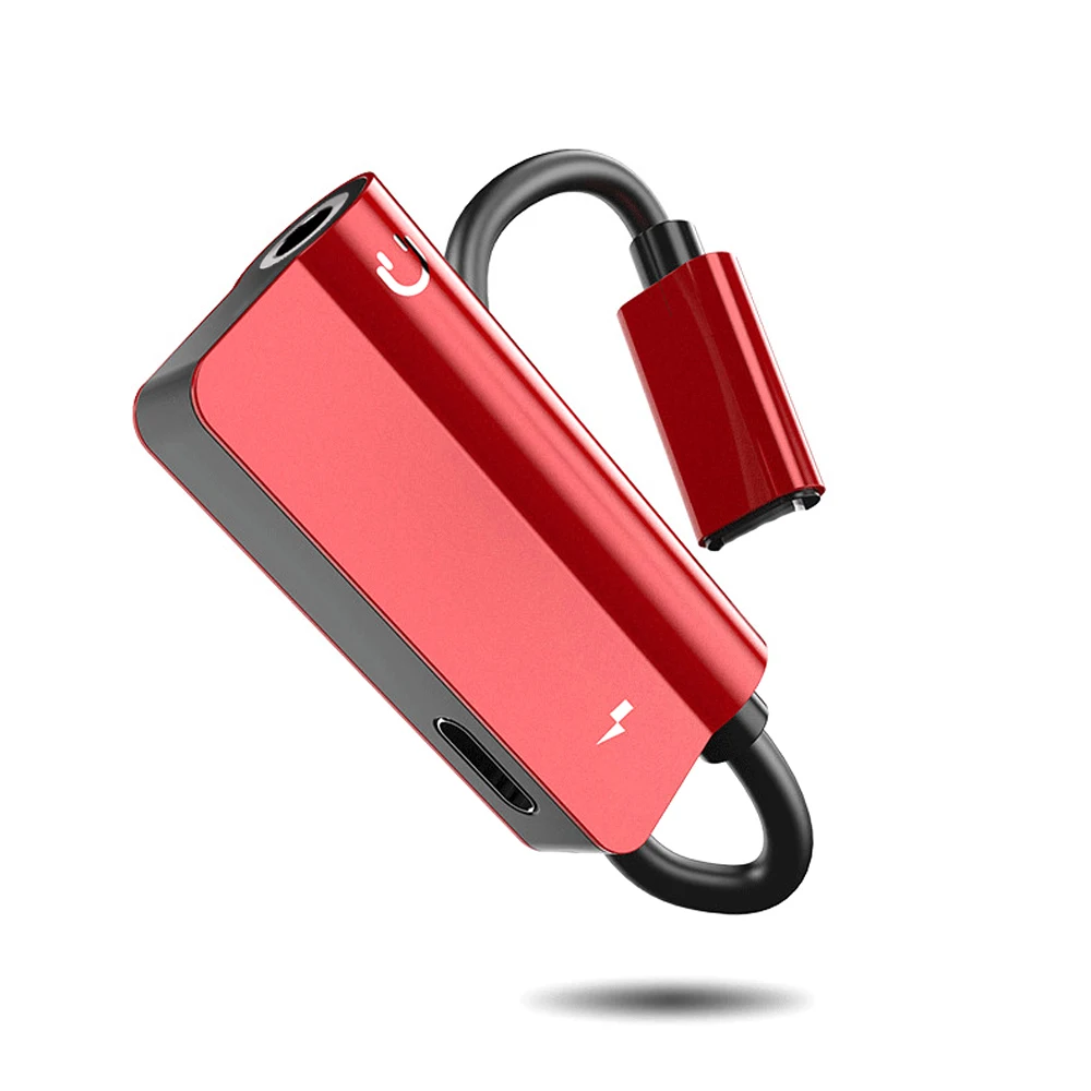 Красный 2 в 1 для адаптер для iPhone для Lightning+ 3,5 мм аудиокабель наушников адаптер вспомогательный конвертер для iPhone XR XS Max(N918 - Цвет: Красный