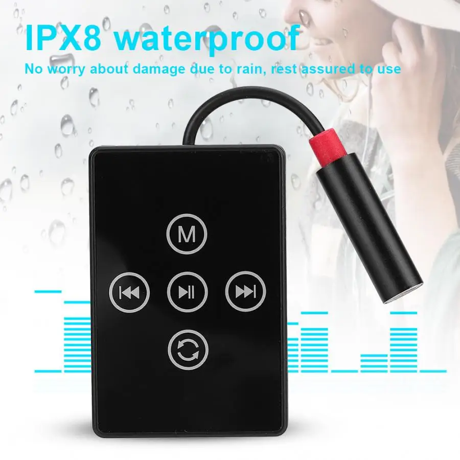 Мини mp3 плеер K12 IPX8 водонепроницаемый портативный музыкальный с наушниками FM