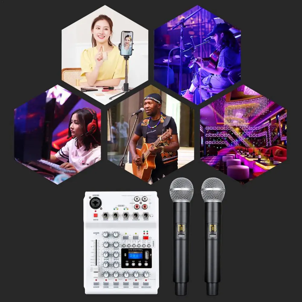 Беспроводной аудио микшер UHF Bluetooth USB DJ звуковая микшерная консоль для дома студии