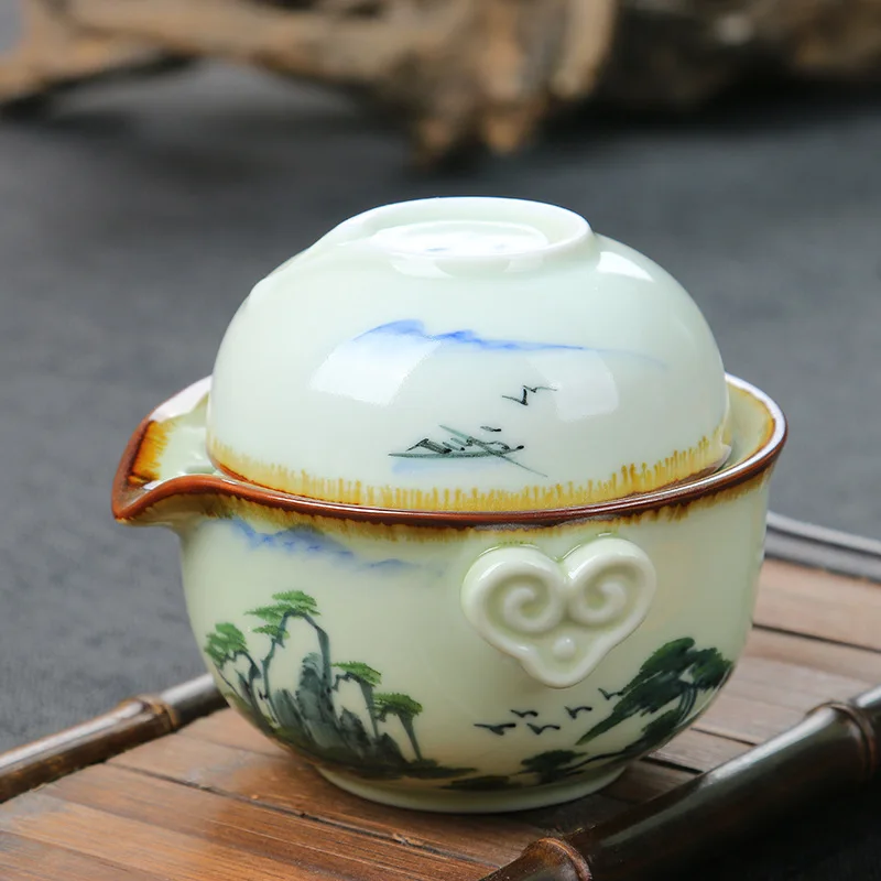 Чайный чайник Gaiwan 1 чаша ручная работа фарфоровая чашка для чая гайвань чайный