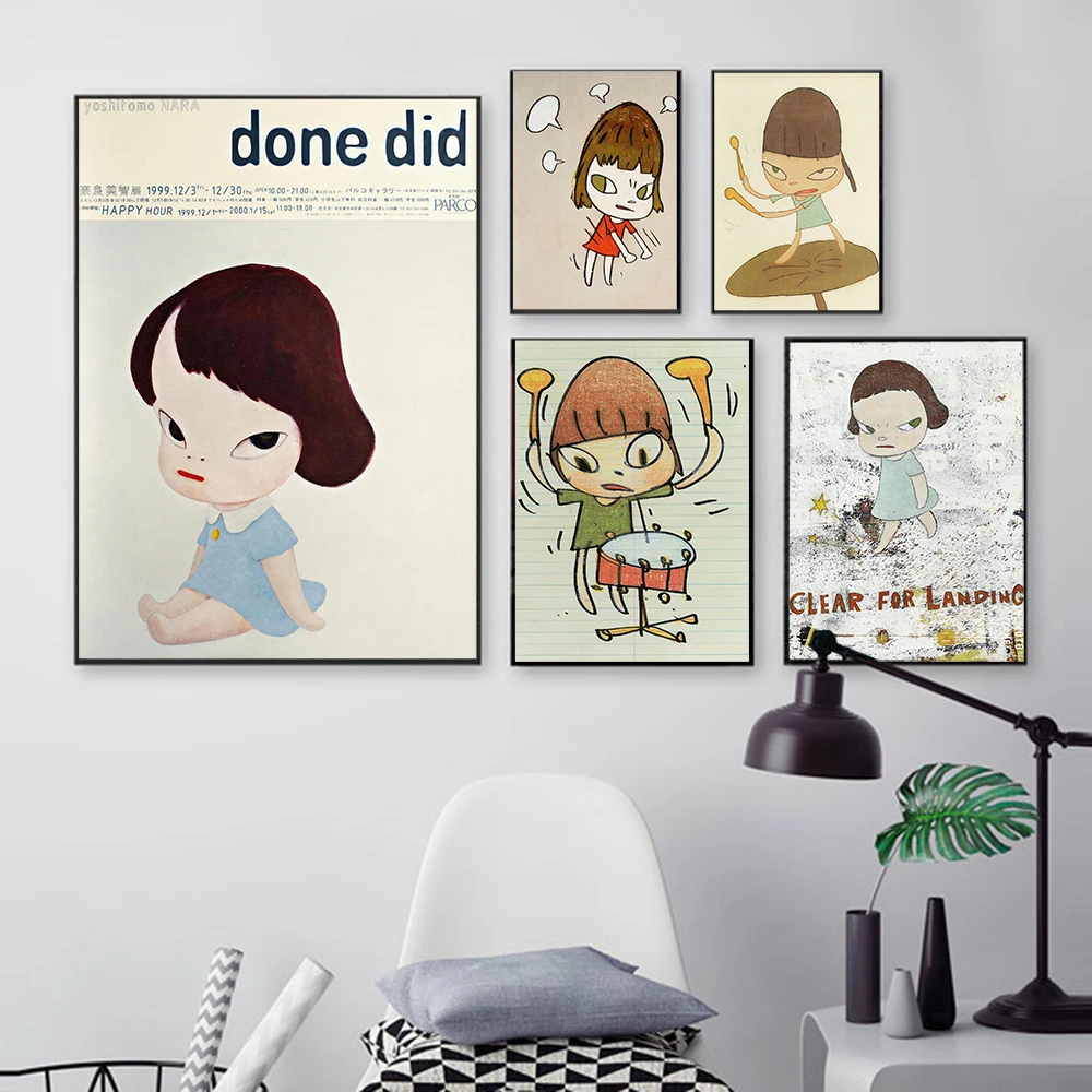 

HD Print Nara Yoshitomo Sleepwalking Doll Canvas Art Poster Wall Picture Modern Baby Children's Room Nordic Home Decoration